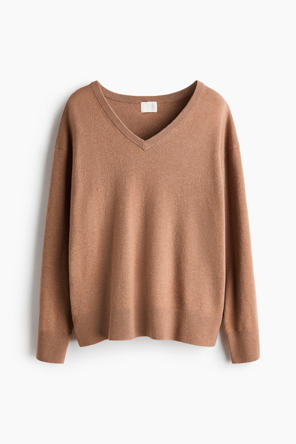 Свитер оверсайз с V-образным вырезом — длинная модель - H&M