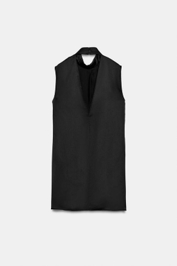 ZARA КОРОТКОЕ АТЛАСНОЕ ПЛАТЬЕ, ЧЕРНЫЙ