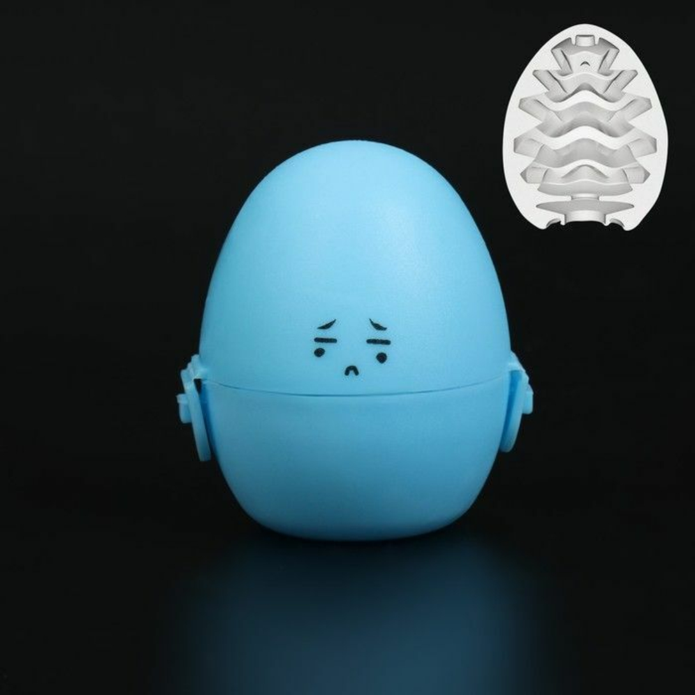 Рельефный мастурбатор EGG в синем футляре (Цвет: прозрачный)