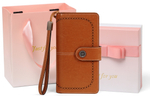 VINEY Cow Leather Wallet, Clutch, Coin Purse Small Women"s Vintage Brown