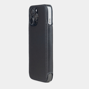 Чехол-книжка кожаная для iPhone 16 Pro, теленок черного цвета