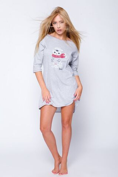 Сорочка Snowy Owl с принтом совы (Размер: L-XL) (Цвет: светло-серый)