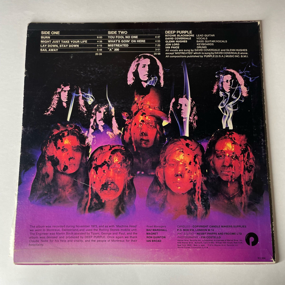 Винтажная виниловая пластинка LP Deep Purple Burn (Япония 1974) (Без Оби)