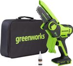 Аккумуляторная цепная пила Greenworks G24MCS10 (2008207), 24V, 10см, без АКБ и ЗУ в сумке