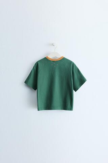 ZARA TIMELESS — ФУТБОЛКА С КОНТРАСТНОЙ ОТДЕЛКОЙ, ЗЕЛЕНЫЙ