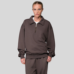 Свитшот Alpha Industries Essential 1/4 Zip Relaxed Fit Sweatshirt Wash Hickory (Коричневый)