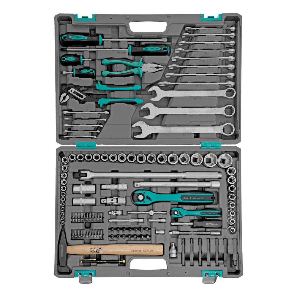 Набор инструментов, 1/4", 1/2", Cr-V, S2, усиленный кейс, 119 предметов Stels