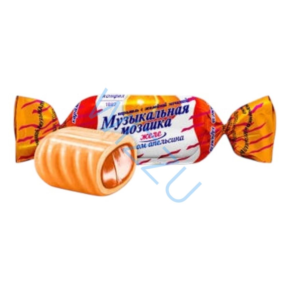 МУЗЫКАЛЬНАЯ МОЗАИКА желе со вкусом апельсин Карамель с желейной начинкой 1кг