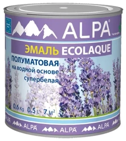 Эмаль универсальная Alpa Ecolaque полуматовая белая