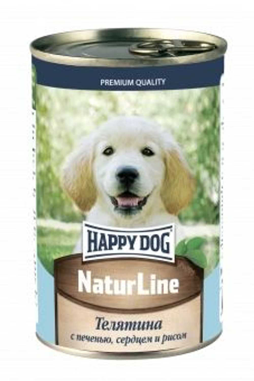 Консервы Happy Dog Хеппи Дог Натуральная линия для щенков телятина с печенью сердцем и рисом 410 г