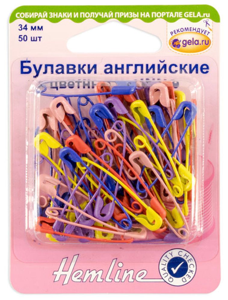 Булавки английские l=34 мм, в наборе, 250 шт, Hemline