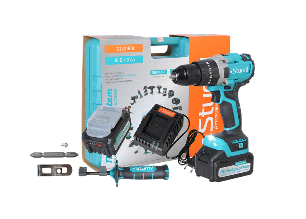 Аккумуляторный шуруповерт Sturm! CD2080I 1BatterySystem