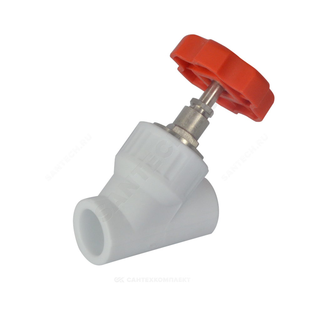 Клапан (вентиль) PP-R запорный белый Дн 32х45гр внутренняя пайка VALFEX 10174032