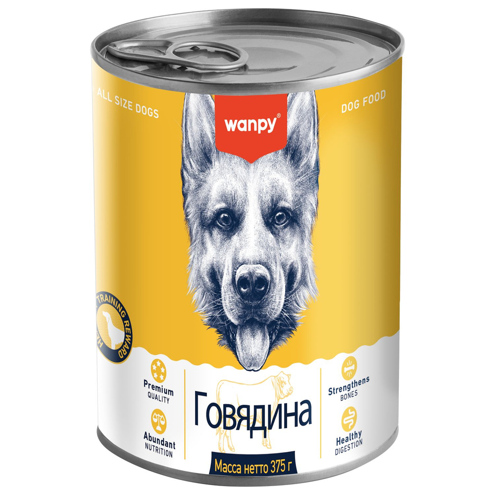 Wanpy Dog Консервы для собак из говядины, 24шт по 375 г