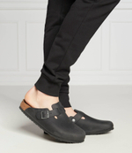 Шлепанцы кожаные boston Birkenstock - графитовый(59461)