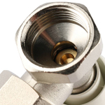 Вентиль ручной регулировки угловой STOUT - 3/4" (ВР/НР-американка, PN10, Tmax 120°C, с неподъемным шпинделем)