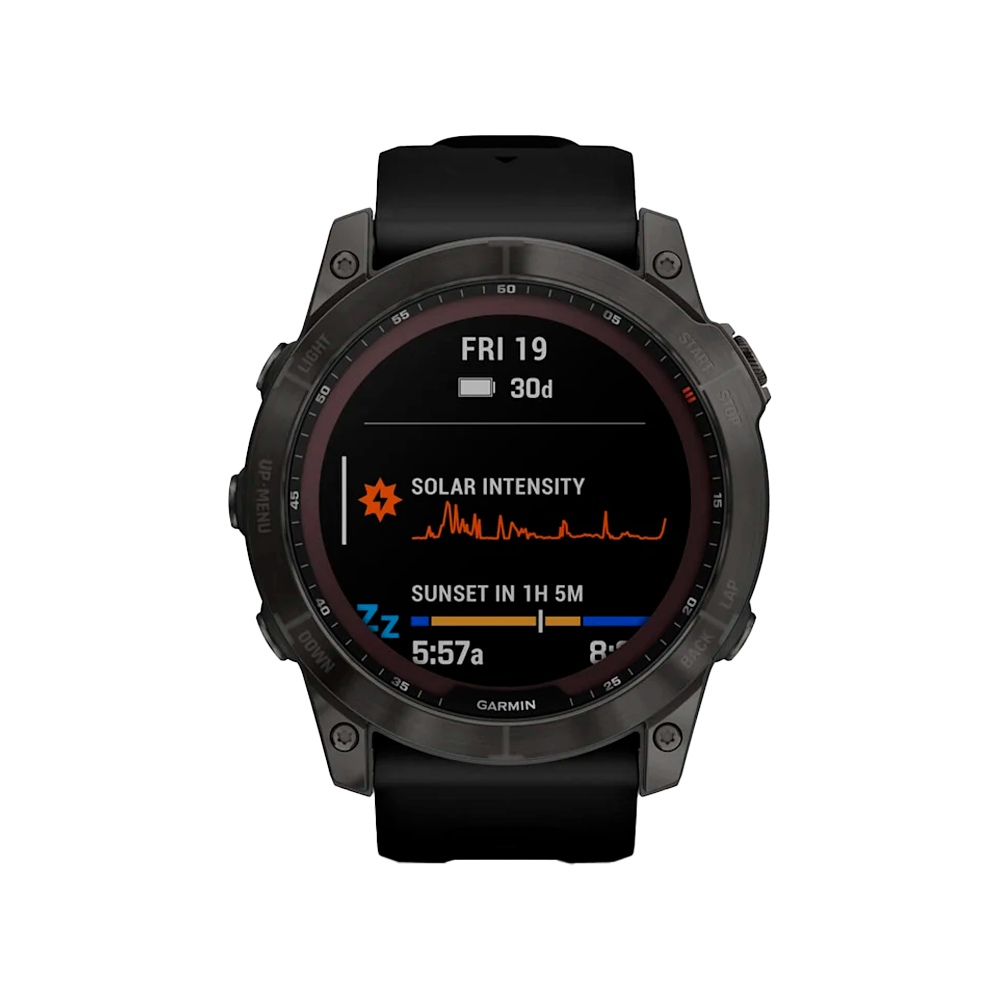 Умные часы Garmin Fenix 7X, 51mm, Sapphire Solar Carbon Gray DLC Titanium with Silicone Black Band (010-02541-11)