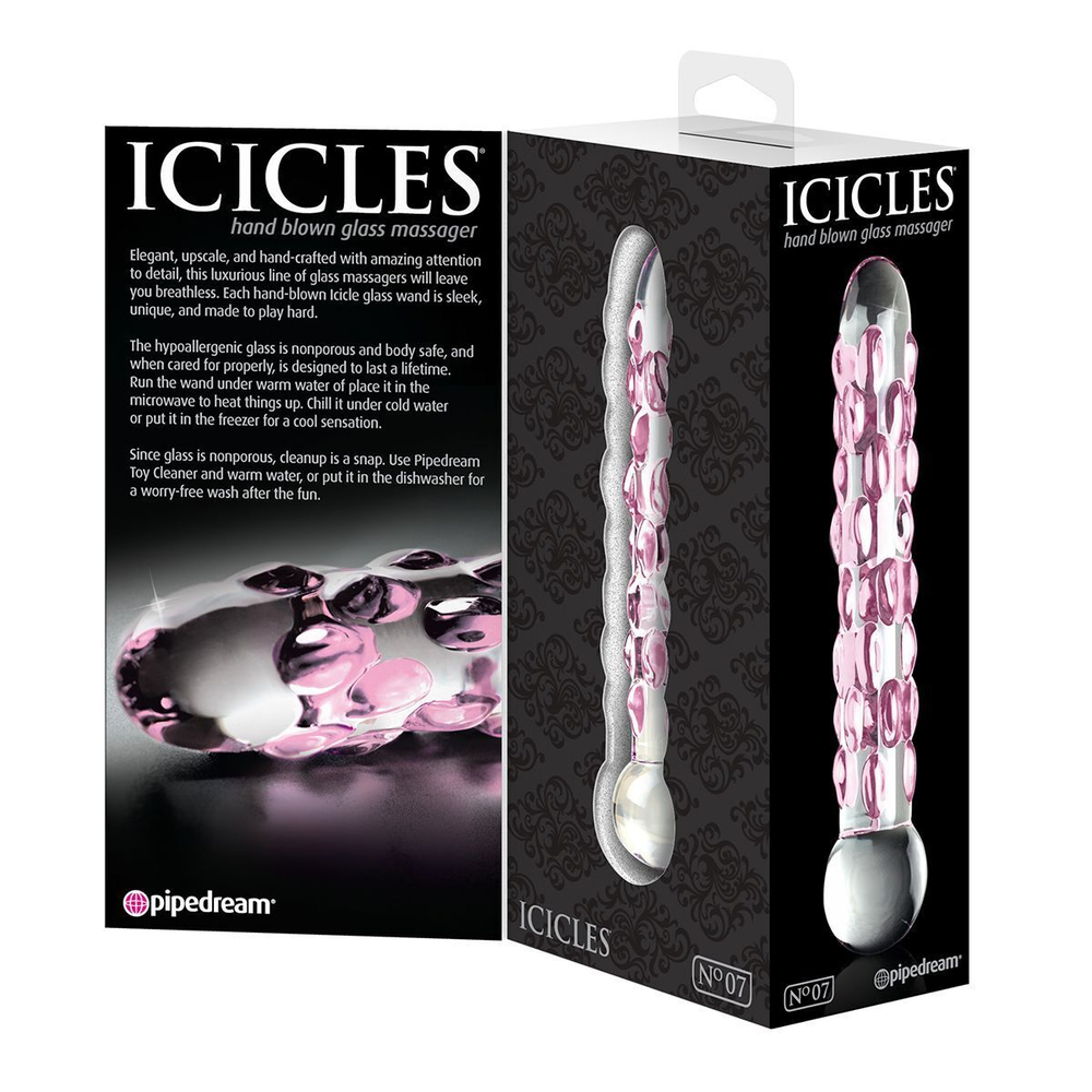 Стеклянный фаллоимитатор Icicles №7 - 17,8 см. (Цвет: прозрачный)