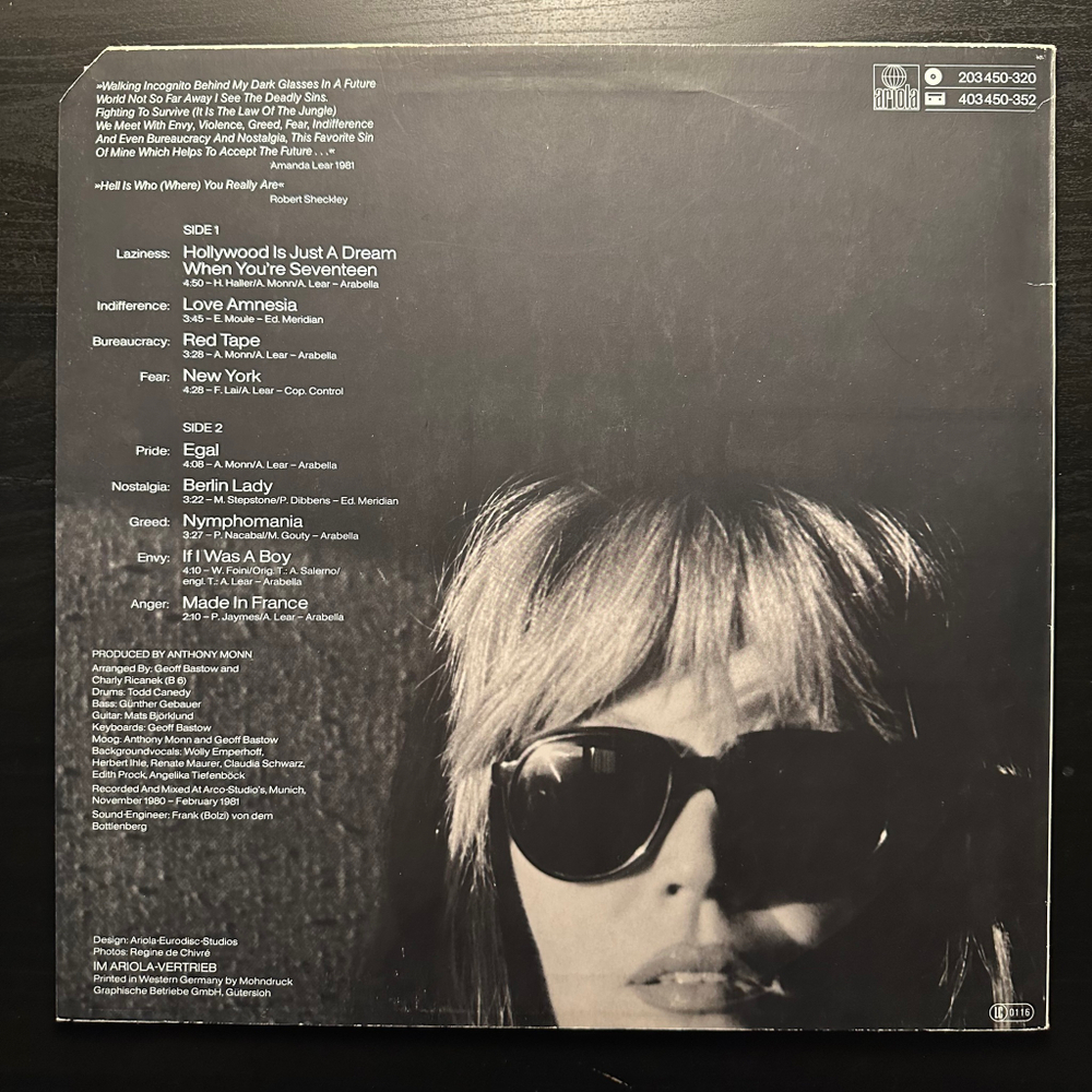 Amanda Lear - Incognito (Германия 1981г.)