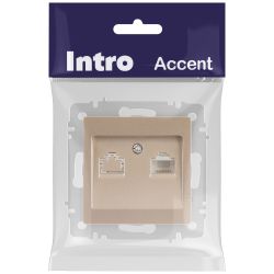 Розетка Intro Accent 6-303-04 информационная RJ45 IP20 СУ шампань | Intro