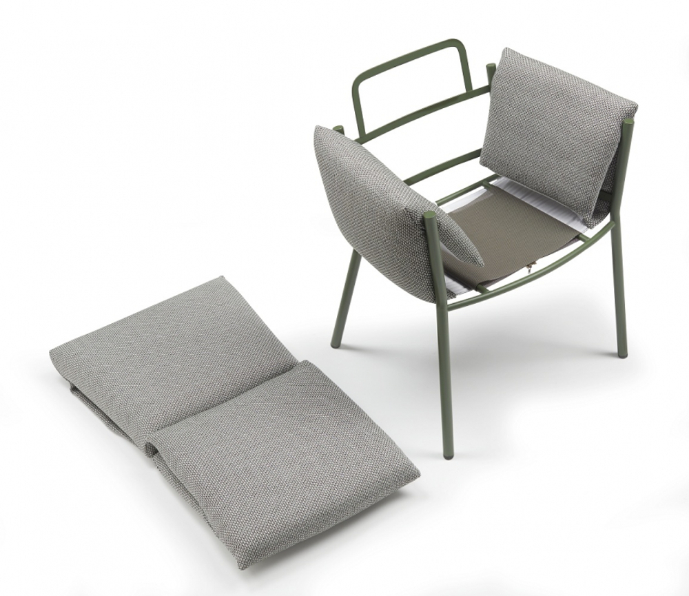Кресло металлическое c подушками Scab Design Brezza, мокко, красный