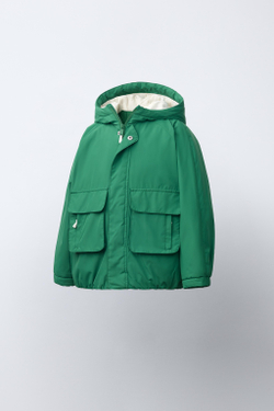 ZARA ПАРКА WATER REPELLENT С КОНТРАСТНЫМИ ДЕТАЛЯМИ, ЗЕЛЕНЫЙ