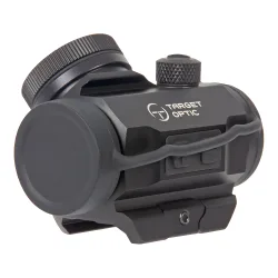 Коллиматор Target Optic 1x22, Weaver, красная марка, проставка, аккумулятор - общий вид с защитными крышками