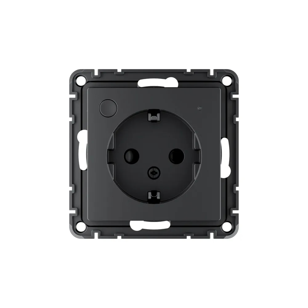 ATLASDESIGN SMART РОЗЕТКА с заземл., со шт., Zigbee, L+N, 16А, мех., КАРБОН