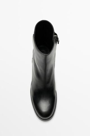 Massimo Dutti Кожаные ботильоны на каблуке, черный