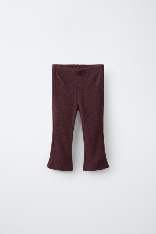 ZARA ТРИКОТАЖНЫЕ БРЮКИ FLARE С БАНТАМИ SOFT TOUCH, ТЕМНО-БОРДОВЫЙ