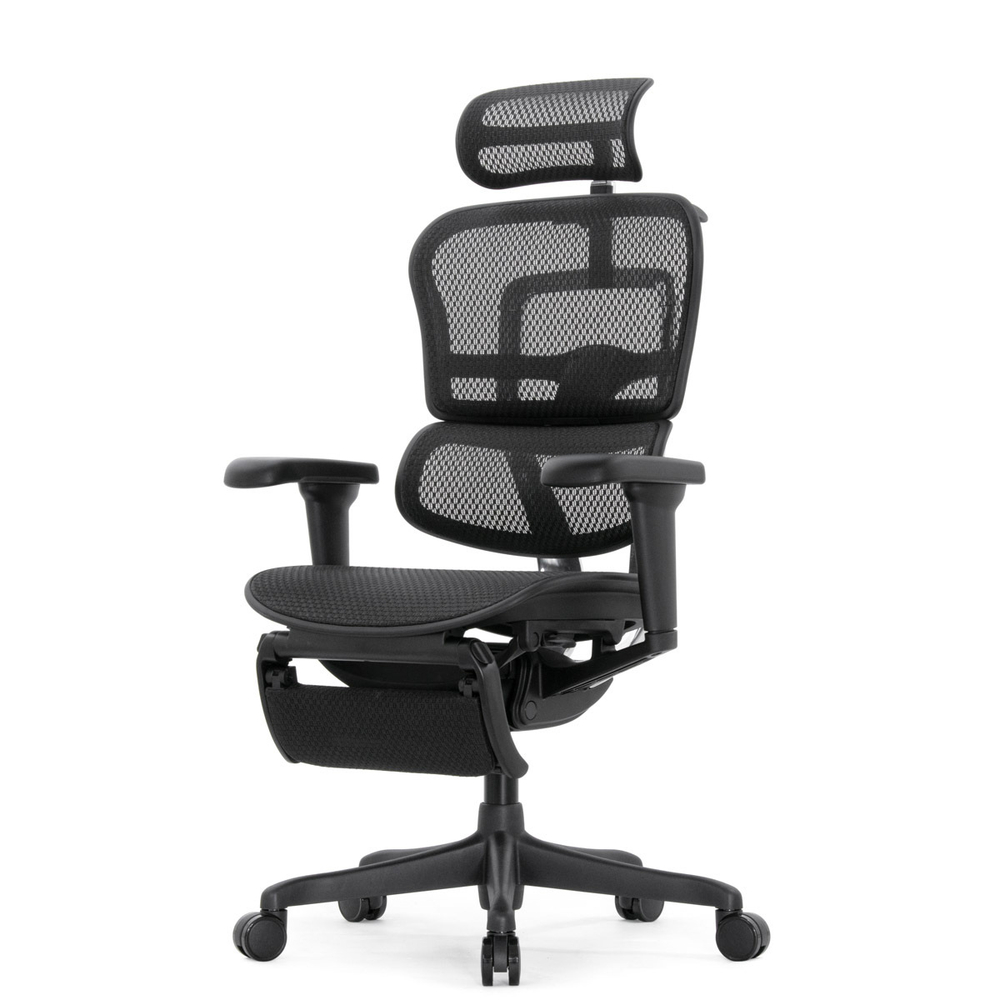 Кресло FALTO Ergohuman Ultra с подножкой ( чёрный каркас /сетка чёрный T-168-B1 Black )