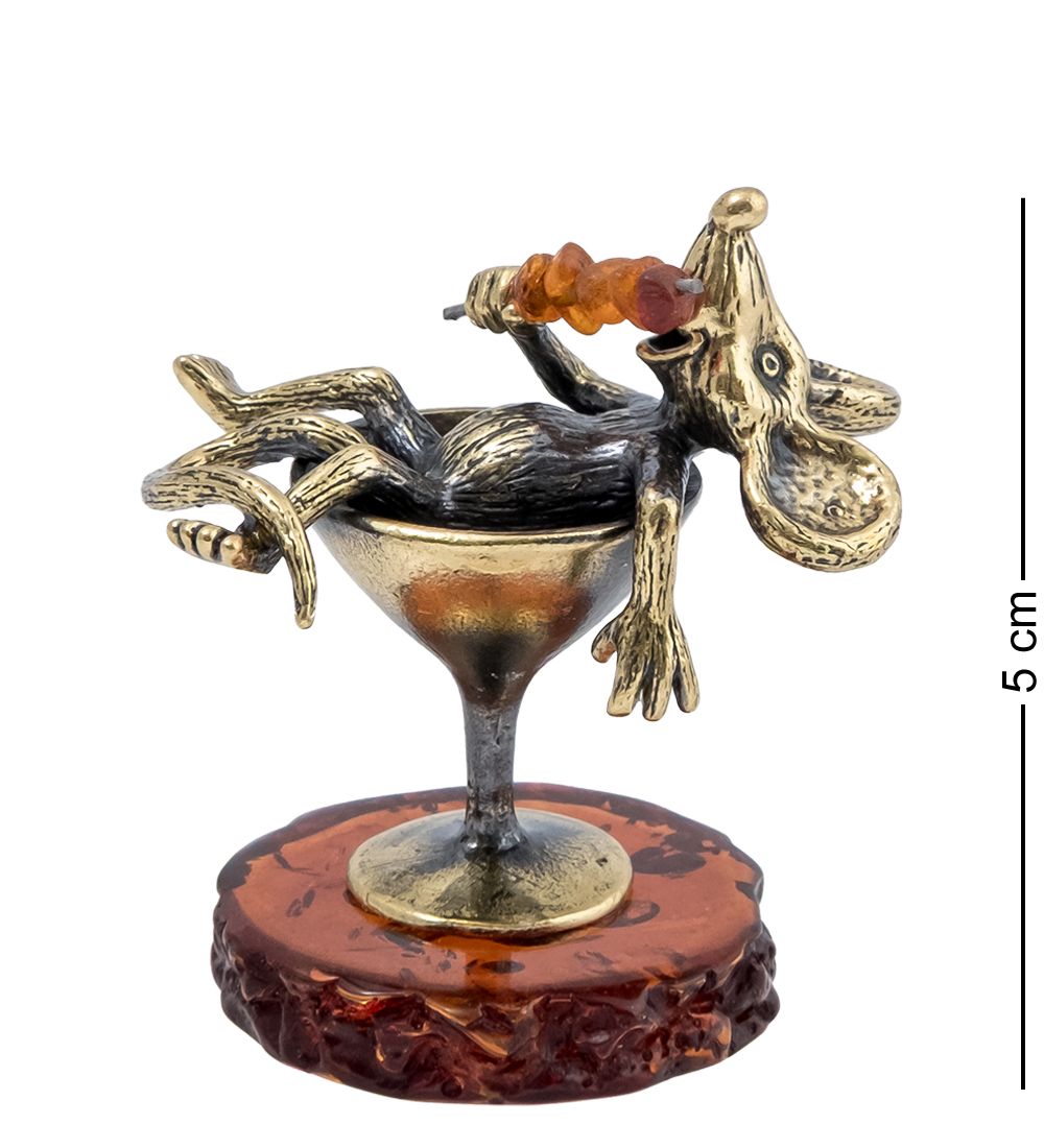 Народные промыслы AM-4341 Фигурка «Мышь Мартини» (латунь, янтарь)
