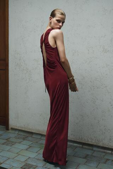 ZARA ДЛИННОЕ ПЛАТЬЕ ZW COLLECTION, БУРГУНДИ