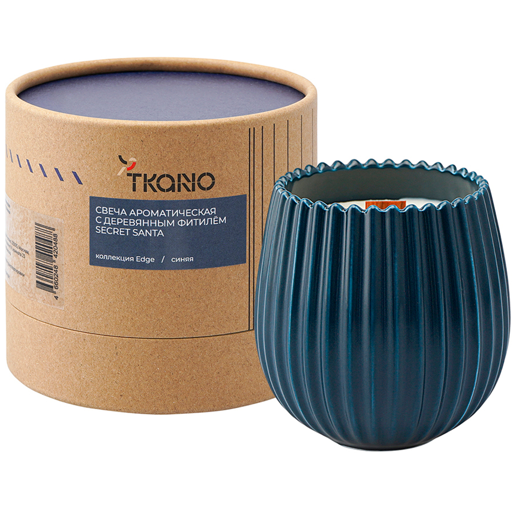 Свеча ароматическая Tkano Edge Secret Santa синяя 60ч