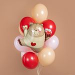 Шар (27''/69 см) Фигура, Мишка с валентинкой, 1 шт.