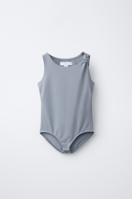 ZARA БОДИ ИЗ ПОЛИАМИДА С УЗЛОМ, СИНИЙ