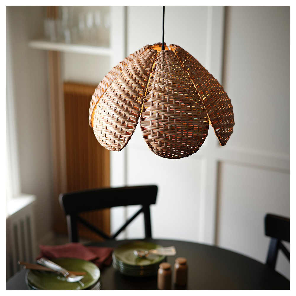 IKEA SANDKORN  (ИКЕА САНДКОРН)  -  / HAVSDJUP Подвесной светильник - ручная работа, ротанг/чёрный 45 см