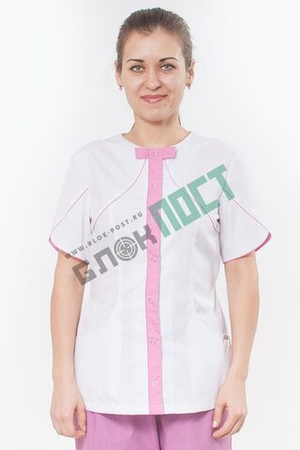 Блуза женская РОМАНТИКА, тиси, белая/сирень