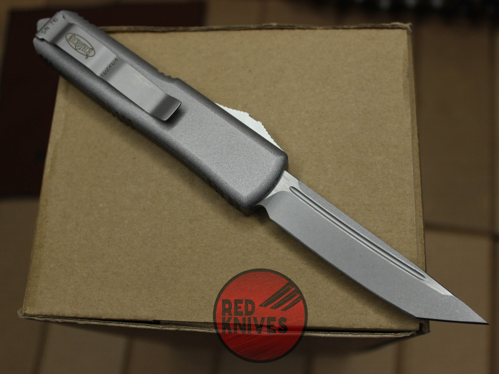 Нож Microtech UTX-85 A+++ Tanto T/E - серая рукоять, апокалиптик клинок танто
