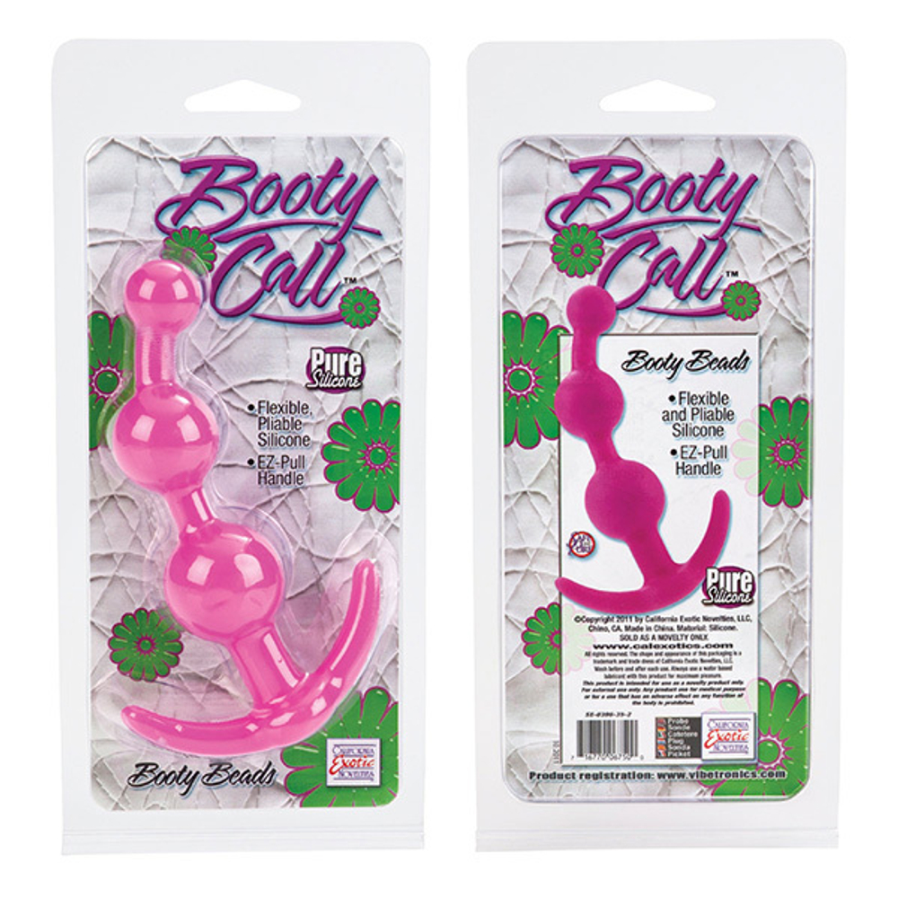 Розовая силиконовая анальная цепочка 13см California Exotic Novelties Booty Call SE-0396-35-2