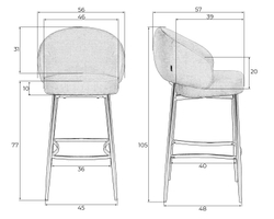 Стул барный DOBRIN DYLAN (бежевый шенилл (UF980-02))