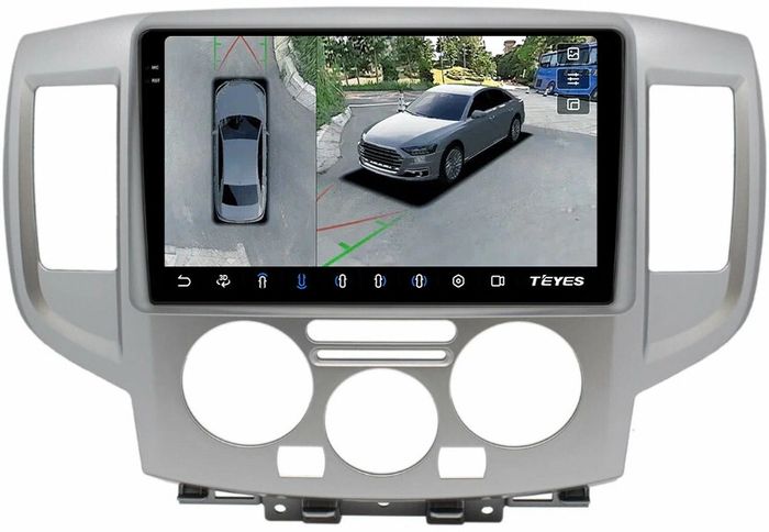 Магнитола для Nissan NV200 2009+ (рамка серебро) - Teyes CC3-2K-360 монитор 9.5" 2K QLED на Android 10, Быстрая, CarPlay, 4G SIM-слот, 4 камеры в комплекте