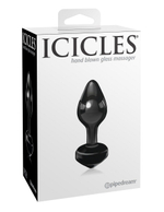 Черная анальная пробка из стекла Icicles No. 44 - 8,5 см. (Цвет: черный)