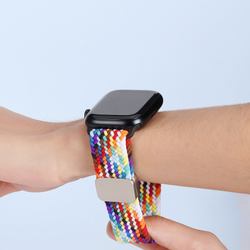 Эластичный ремешок радужного цвета (Rainbow) от Dux Ducis для смарт часов Apple Watch размером 38, 40, 41 и 42MM, серия Strap (Mixture Pro Series)