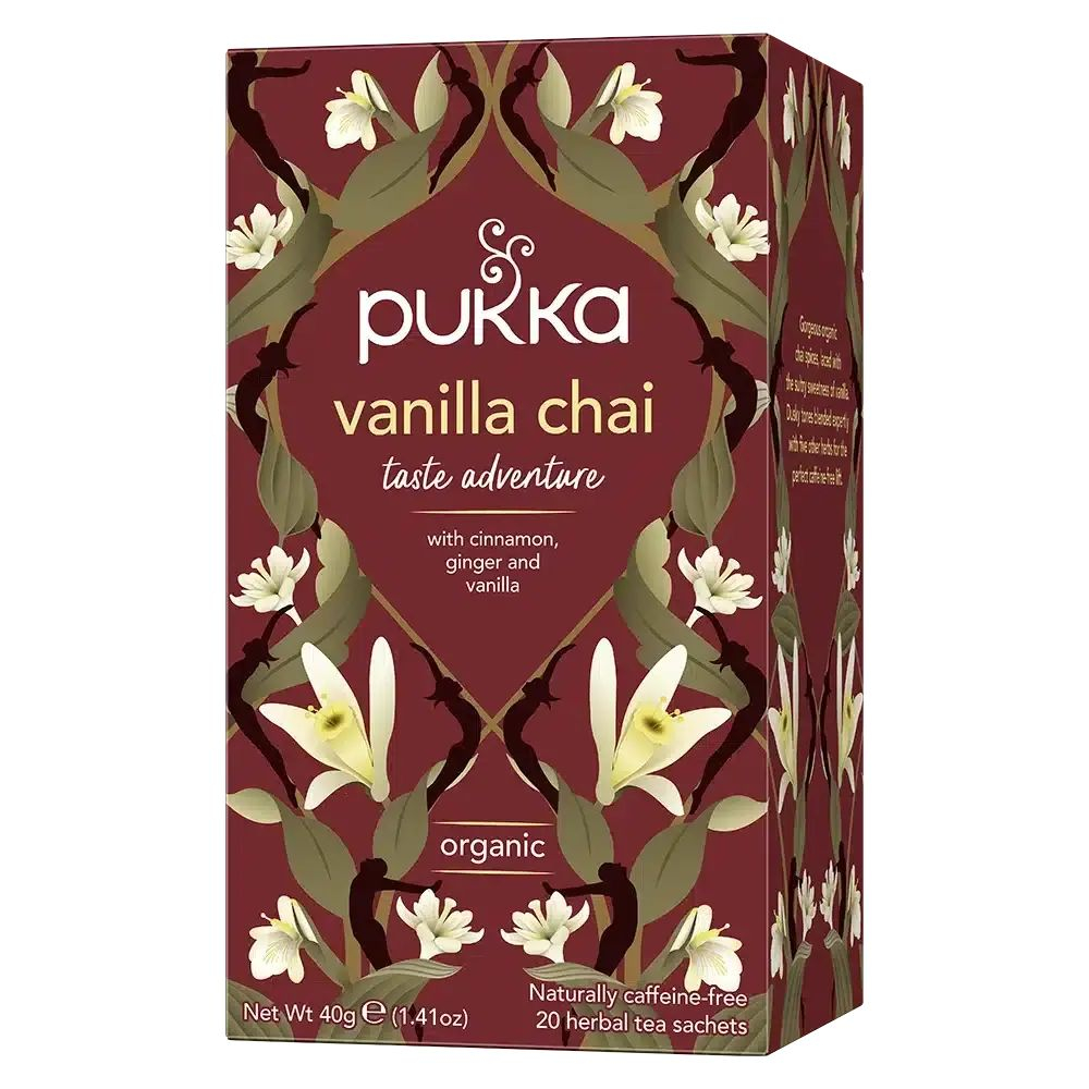 замятая коробка - Pukka Чай Ванильный Vanilla chai с корицей, имбирем и ванилью, 20 пакетиков, 40 г (из Финляндии)