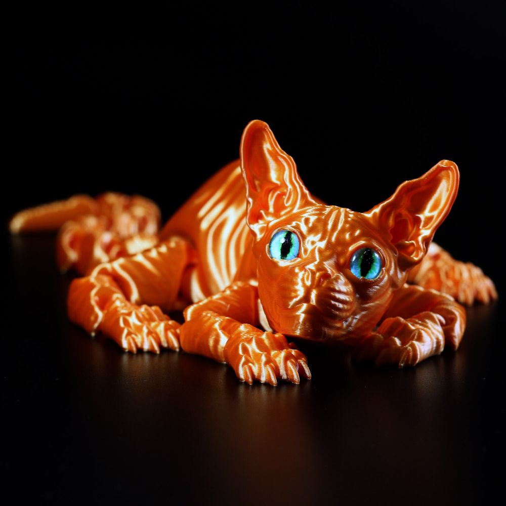 Подвижный рыжий кот Сфинкс, игрушка антистресс