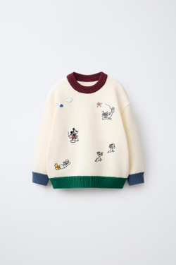 ZARA ТРИКОТАЖНОЕ ПОЛО С ВЫШИВКОЙ MICKEY MOUSE © DISNEY, ЭКРЮ