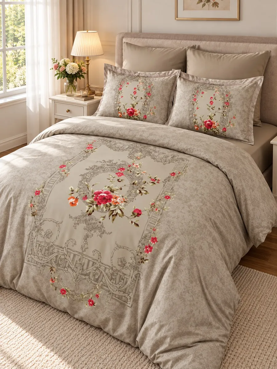 Prima Casa КПБ 6 пр.Lilyana Kahve ЕВРО пододеяльник 200*220, простынь 240*260, наволочки 50*70 2шт, декоративные наволочки 50*70 2шт — фото 2