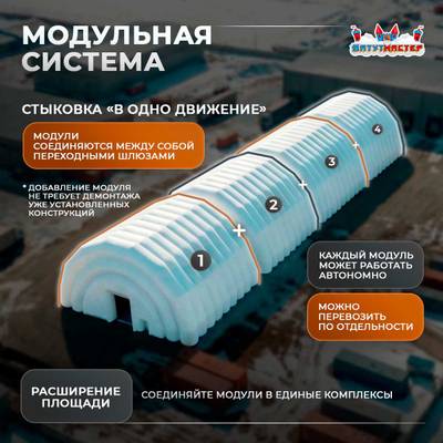 Надувной промышленный ангар «Фабрика Движения», 25×20×15 м