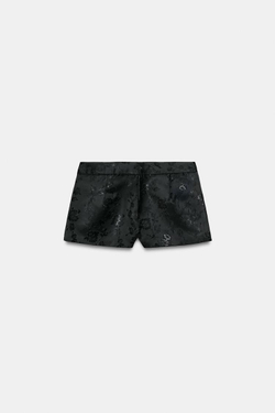 ZARA МИНИ-ШОРТЫ JACQUARD, ЧЕРНЫЙ